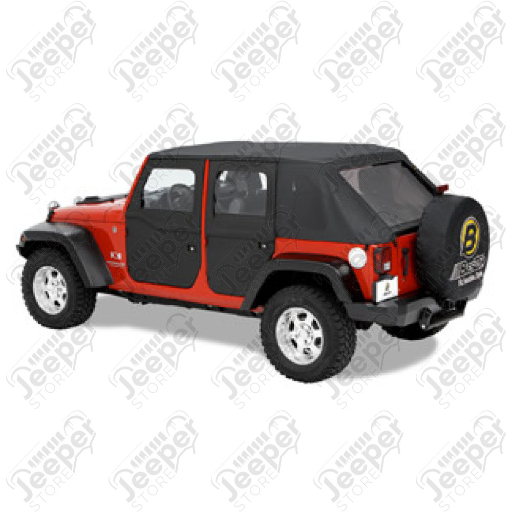 Kit demi portes en toile en deux parties séparables arrière pour Jeep Wrangler JK Unlimited, couleur: Black Diamond