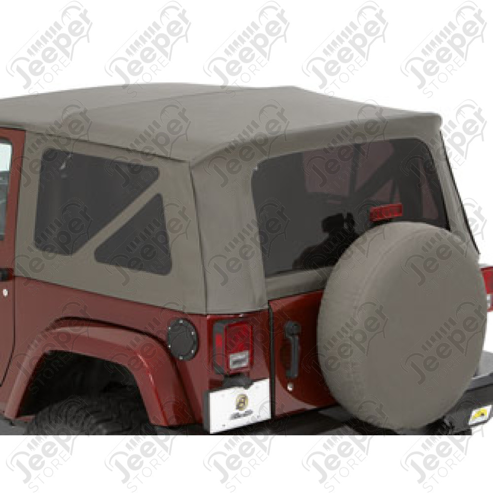 Kit 3 fenêtres teintées pour soft top origine ou bâche Supertop de chez Bestop couleur Khaki Diamond - Jeep Wrangler JK 2 portes