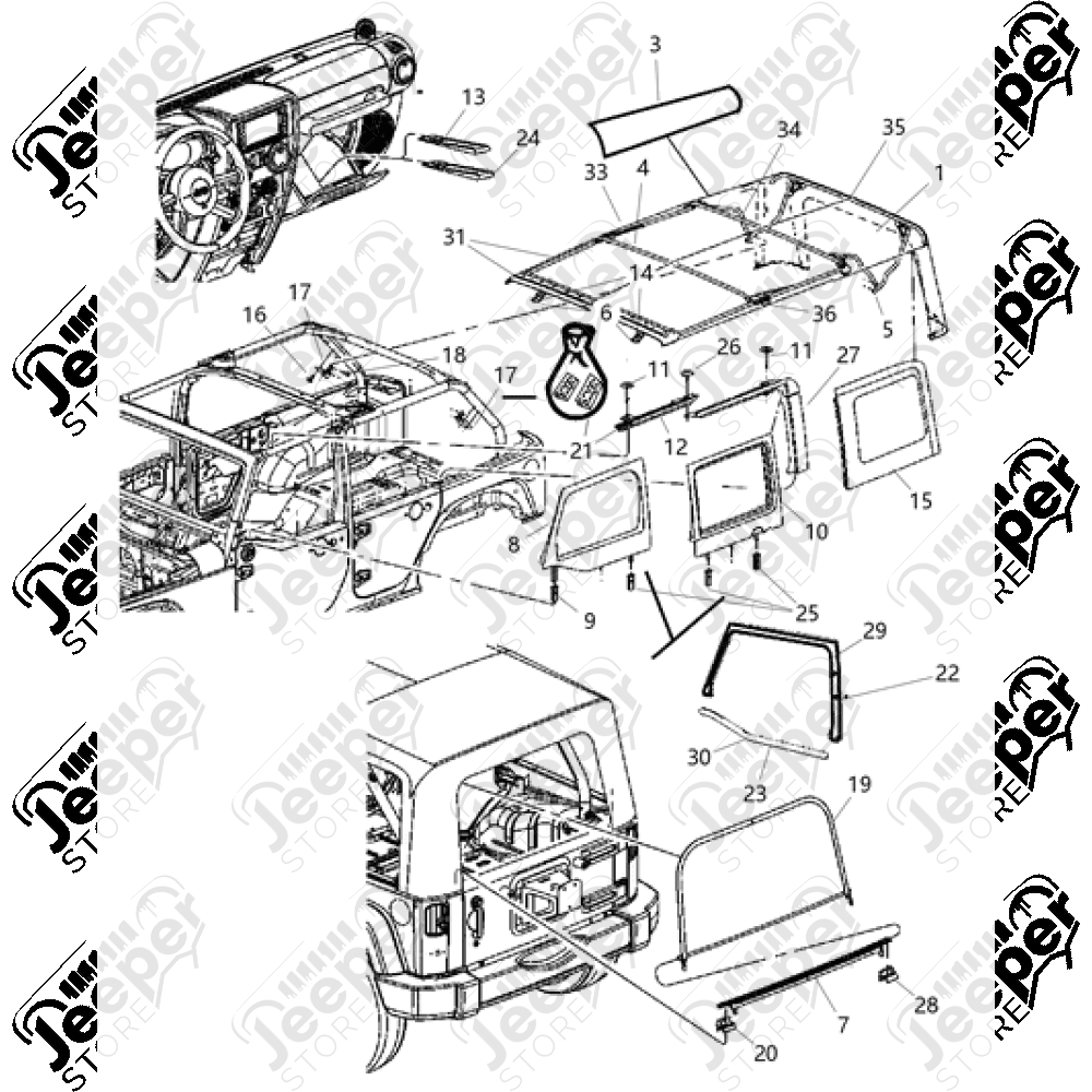 Vis pour patte fixation bâche origine - Jeep Wrangler JK - 6036311AA