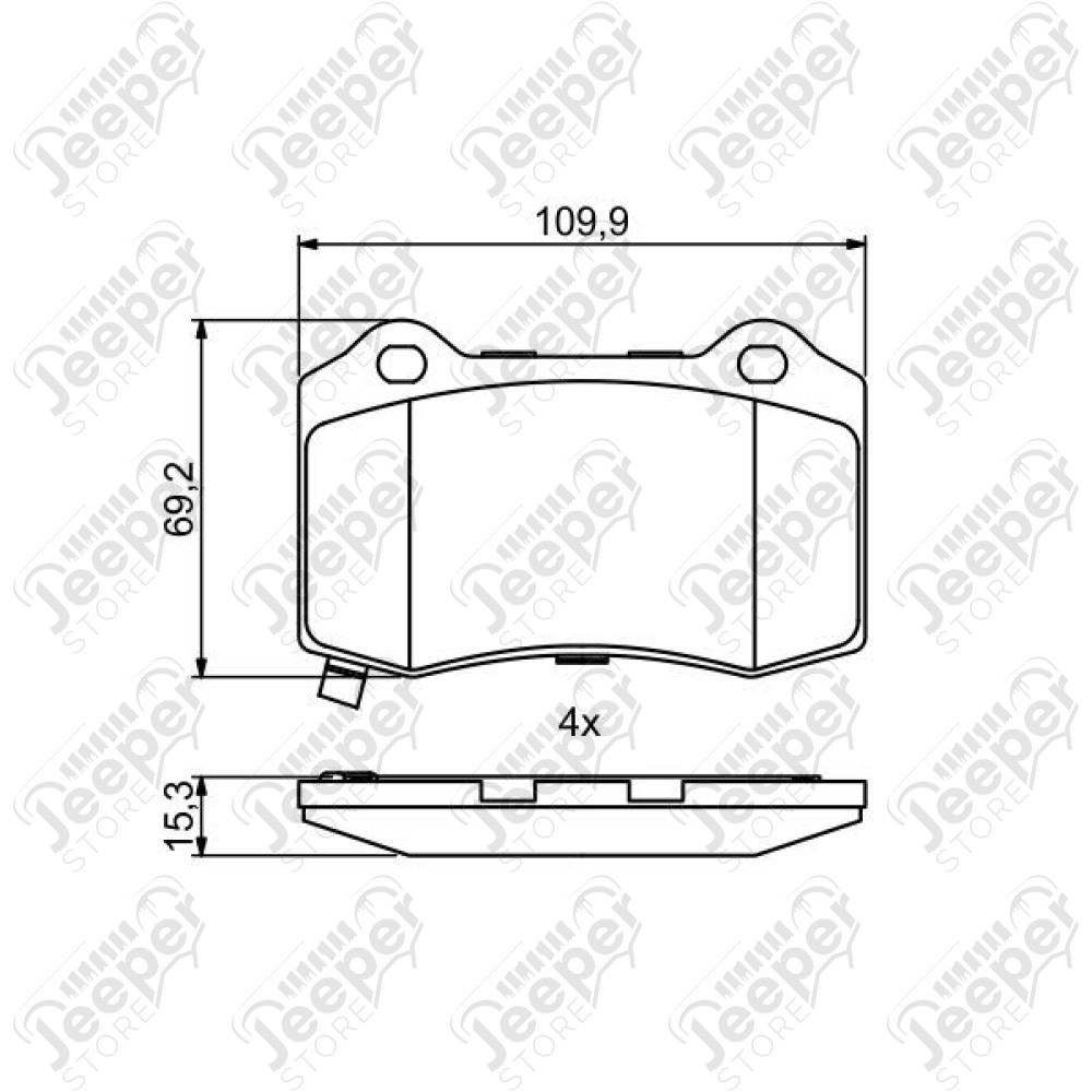 Kit de 4 plaquettes de frein arrière pour SRT8 - Jeep Grand Cherokee WL / WK2 - 68399102AB