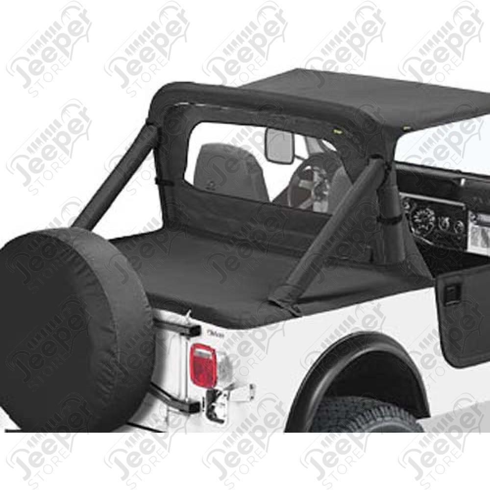 Couverture de plateau de chargement "Duster" (vendu avec armature) Couleur: Black Crush, Jeep CJ7 et Wrangler YJ (sans pouvoir garder l'armature de la bâche dessous)