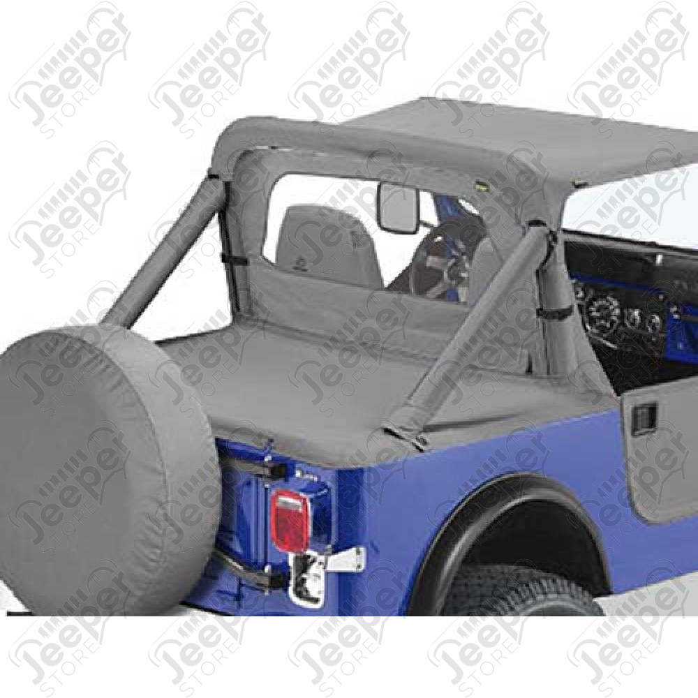 Couverture de plateau de chargement "Duster" (vendu avec armature) Couleur: Charcoal (gris), Jeep CJ7 et Wrangler YJ (sans pouvoir garder l'armature de la bâche dessous)
