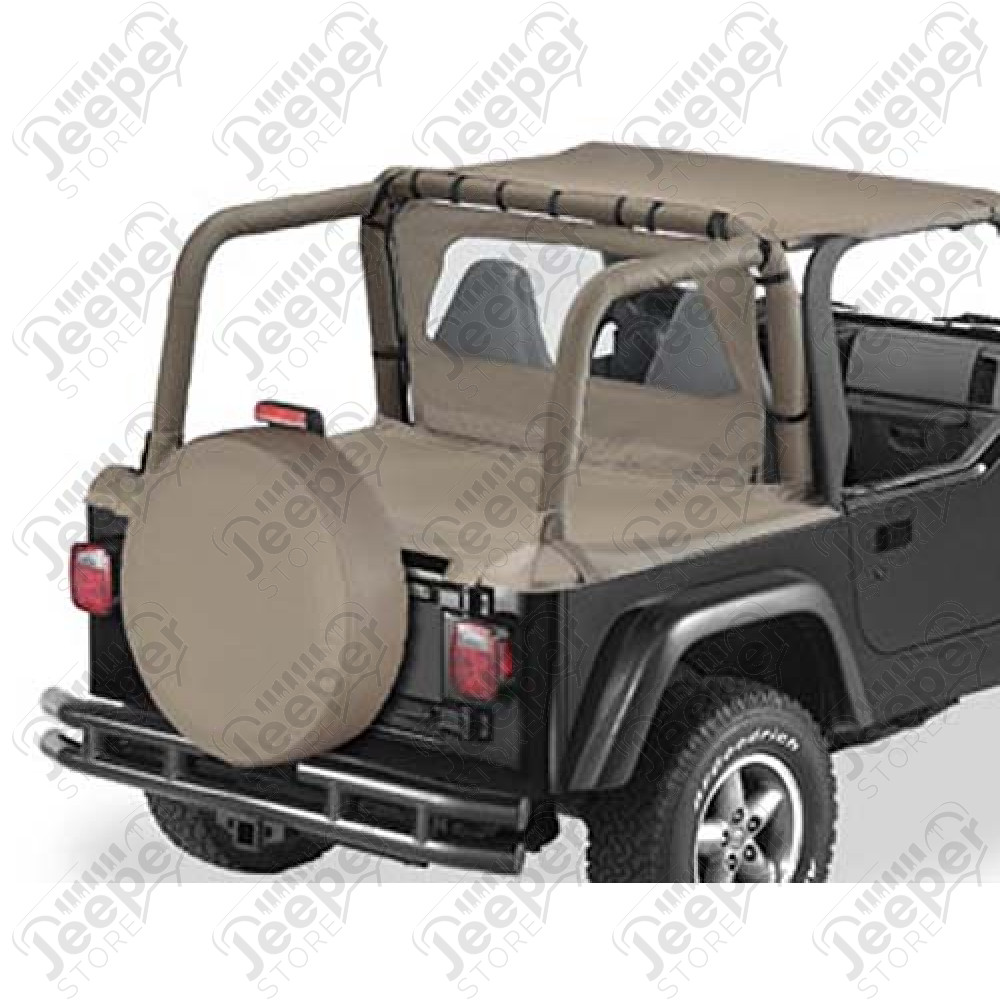 Couverture de plateau de chargement "Duster" (pour support de bâche soft-top d'origine) Couleurs: Dark Tan , Jeep Wrangler TJ (permet de garder les fixations de bâche d'origine sous le duster)