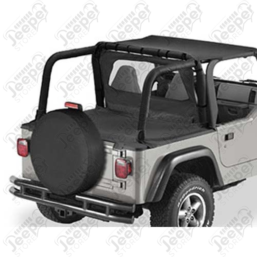 Couverture de plateau de chargement "Duster", sans support (en remplacement de hard-top) Couleurs: Black Denim, Jeep Wrangler TJ (sans pouvoir garder l'armature de la bâche dessous) 