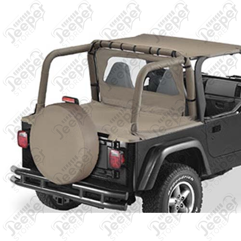 Couverture de plateau de chargement "Duster", sans support (en remplacement de hard-top) Couleurs: Dark Tan, Jeep Wrangler TJ (sans pouvoir garder l'armature de la bâche dessous) 