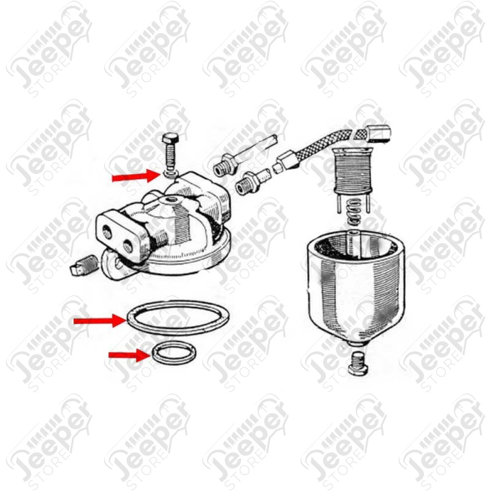 Kit de joints pour filtre à essence - Jeep Willys MB, Ford GPW, Hotchkiss M201 - WOA6883 / A6883