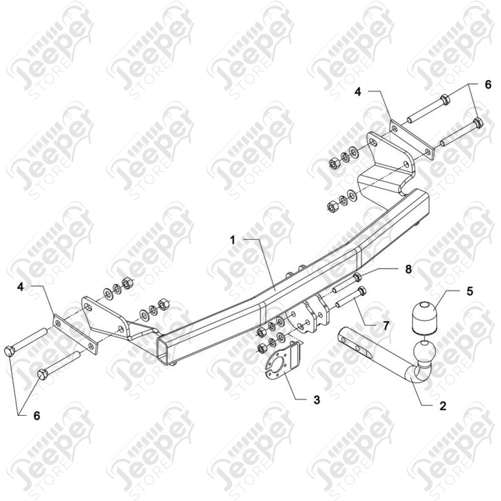 Crochet d'attelage Europe avec faisceaux 7 broches pour Jeep Patriot MK - FAJP07B7