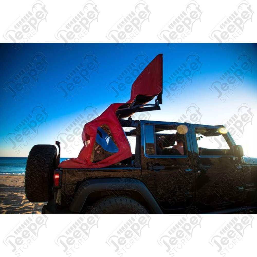Bâche électrique Squareback by MyTop, Couleur : Burgundy (Bordeaux) pour Jeep Wrangler JL (2 portes)