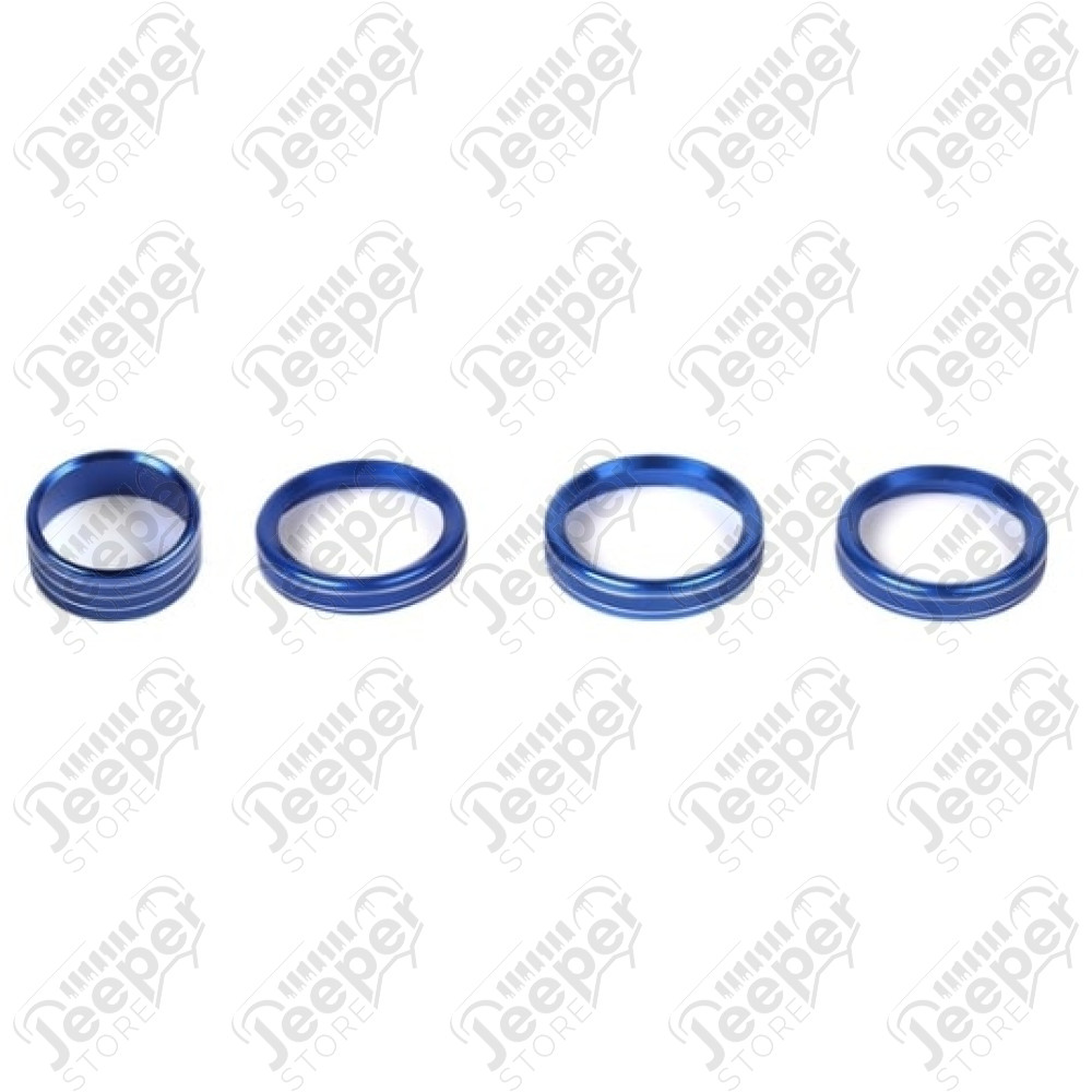Kit 4 enjoliveurs boutons tableau de bord (couleur : bleu) - Jeep Wrangler JL - POA3968061 / A68861-13956670