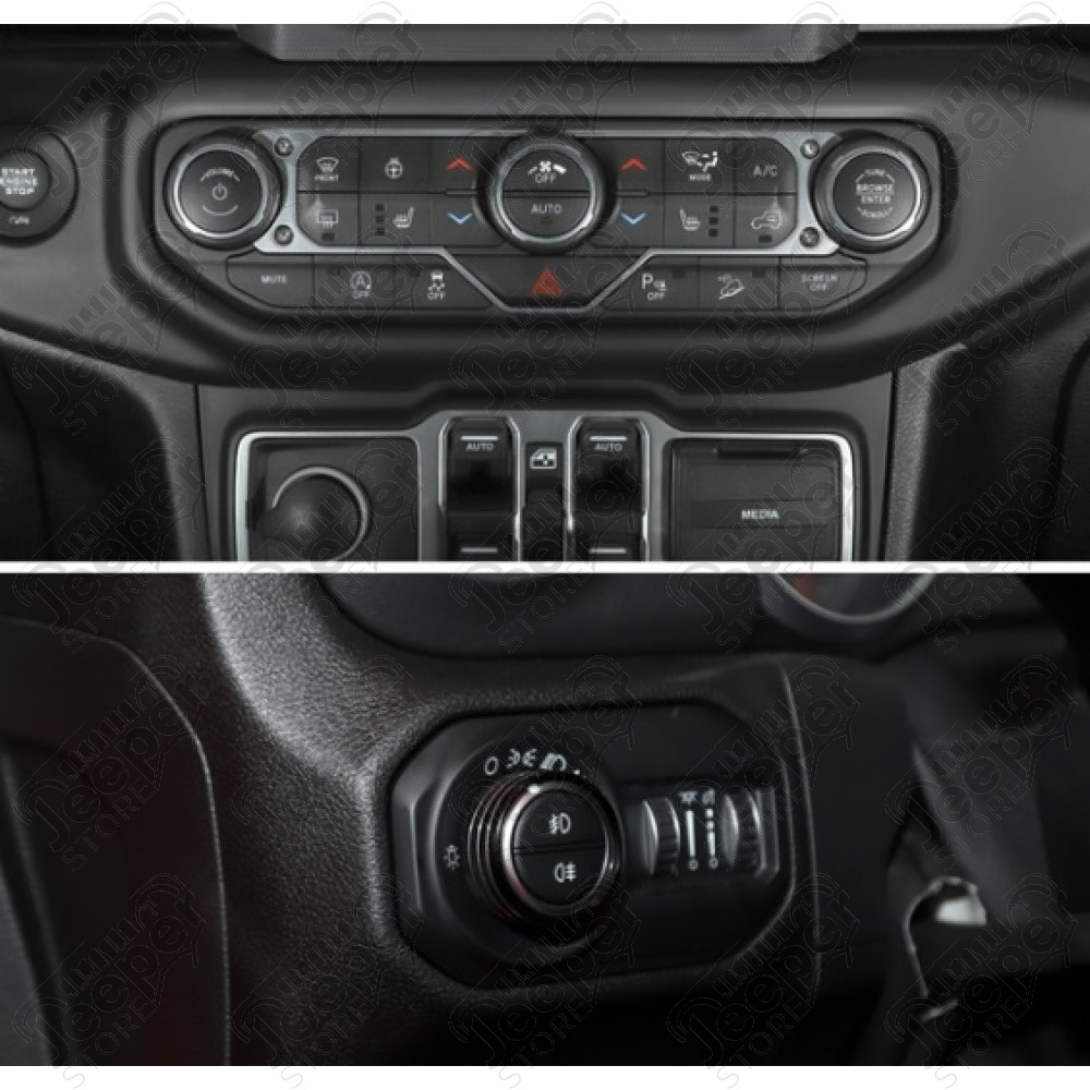 Kit 4 enjoliveurs boutons tableau de bord (couleur : bleu) - Jeep Wrangler JL - POA3968061 / A68861-13956670