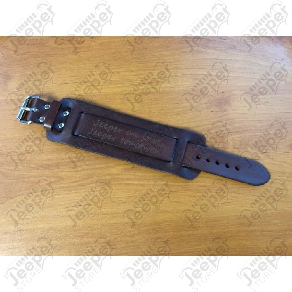Bracelet cuir réglable avec gravure Jeeper un jour Jeeper toujours longueur totale 27cm