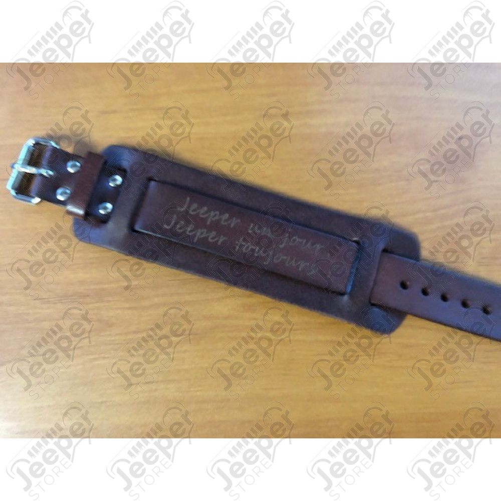 Bracelet cuir réglable avec gravure Jeeper un jour Jeeper toujours longueur totale 27cm