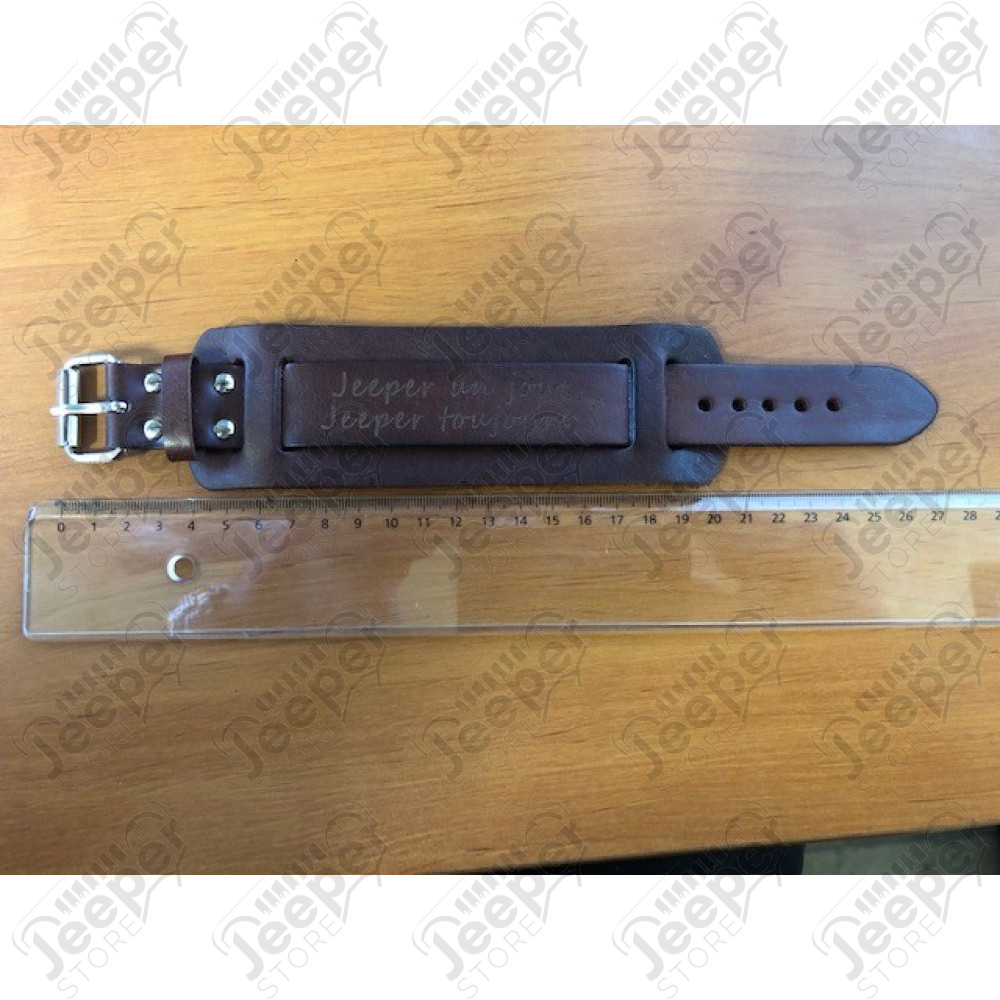 Bracelet cuir réglable avec gravure Jeeper un jour Jeeper toujours longueur totale 27cm