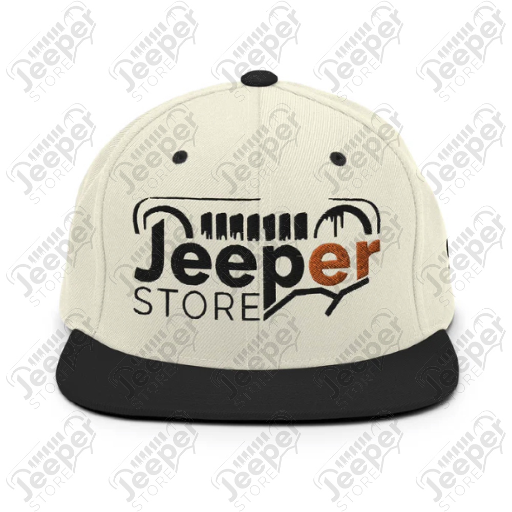 Casquette plate "Jeeper Store" beige et noire