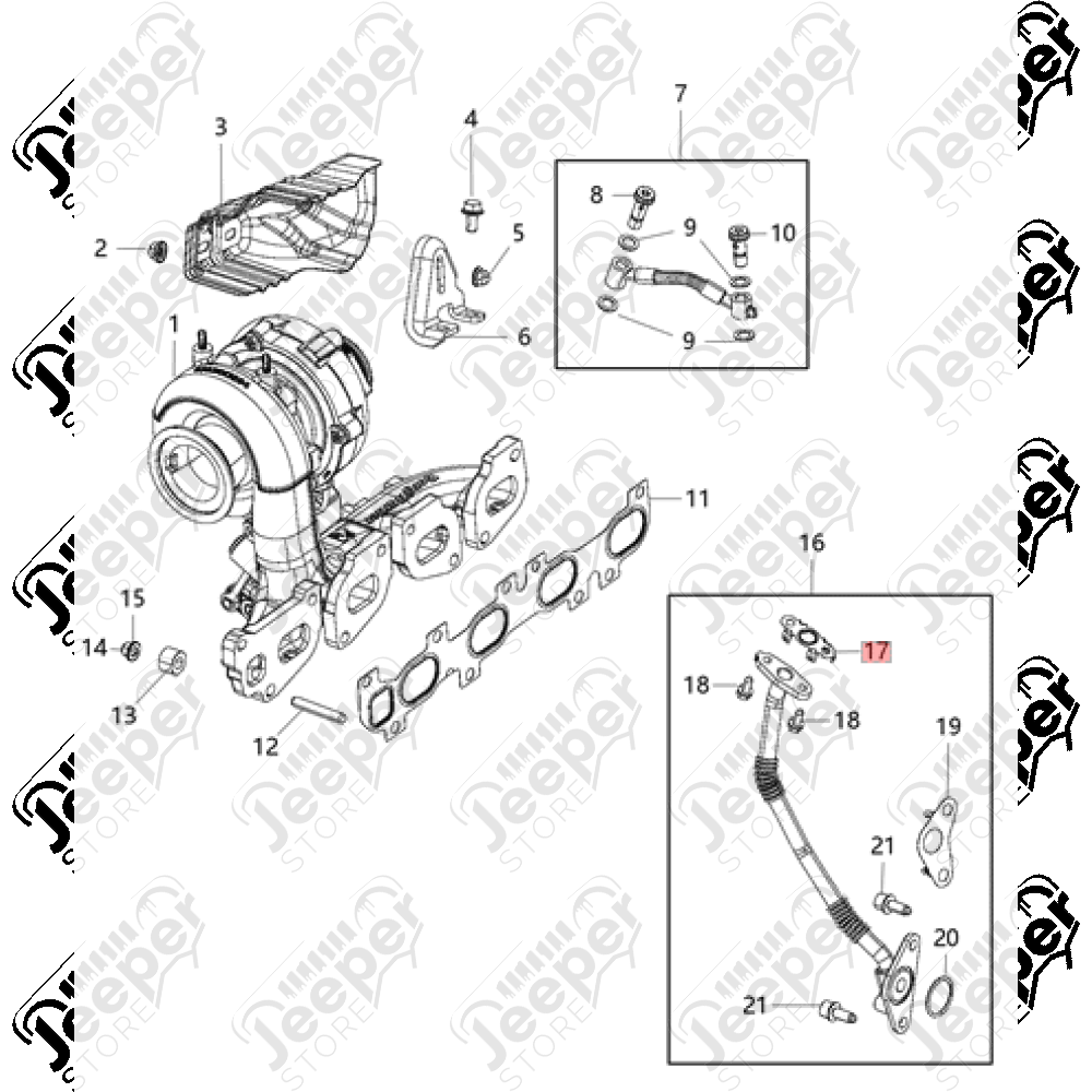 Joint de sortie d'huile du turbo pour 2.2L TD Jeep Wrangler JL