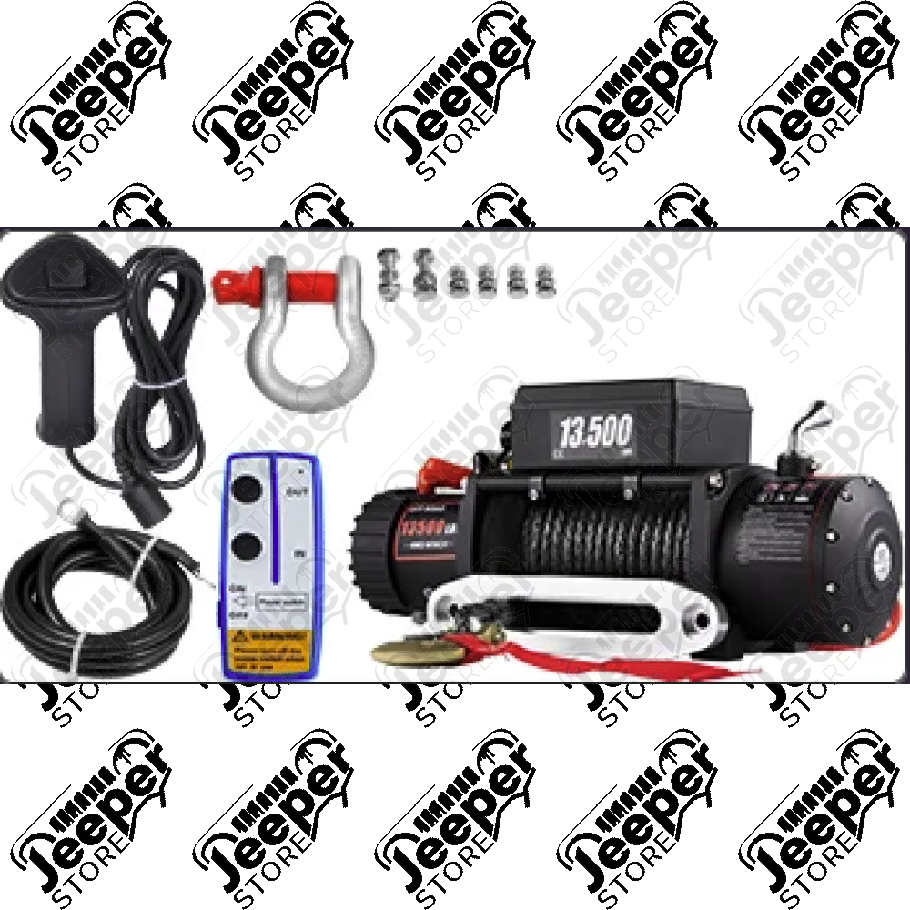 Treuil 4x4 de marque "FLJ Offroad" charge 13.500lbs (6123kg) avec corde synthétic, 1 télécommande filaire et 1 télécommande sans fils (vendu complet)
