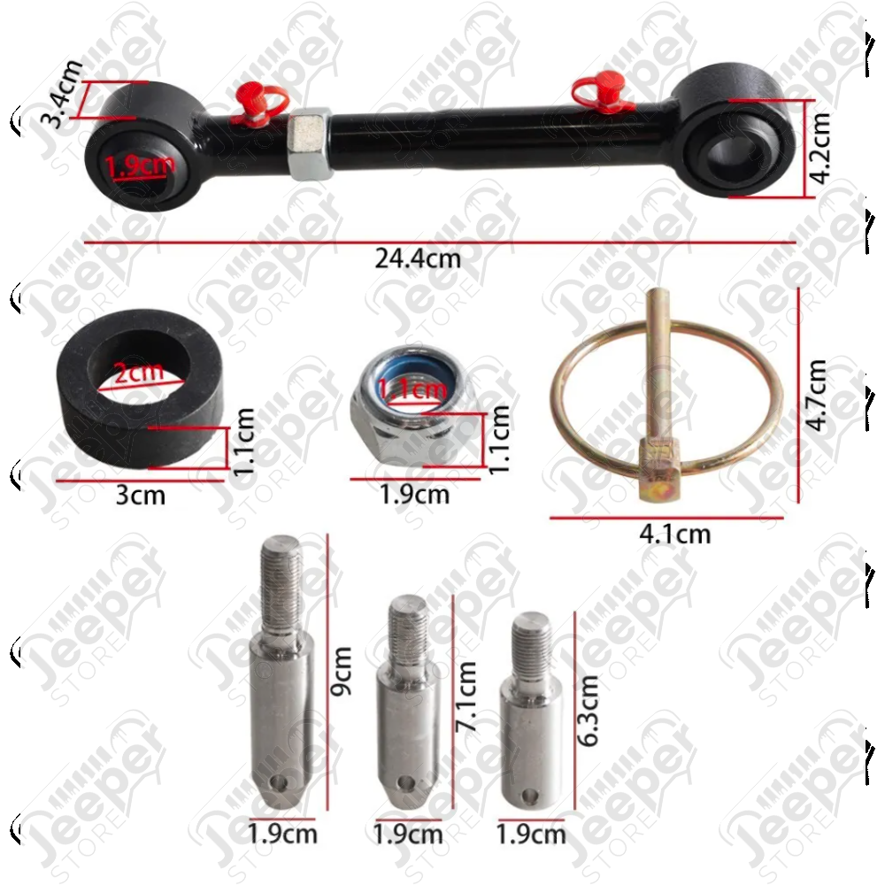 Kit de biellettes avant renforcées et déconnectable FLJ Offroad pour Jeep Wrangler JK (pour réhausse de 2.5" à 6") - PRC-1010A / PRC1010A / 0507.27