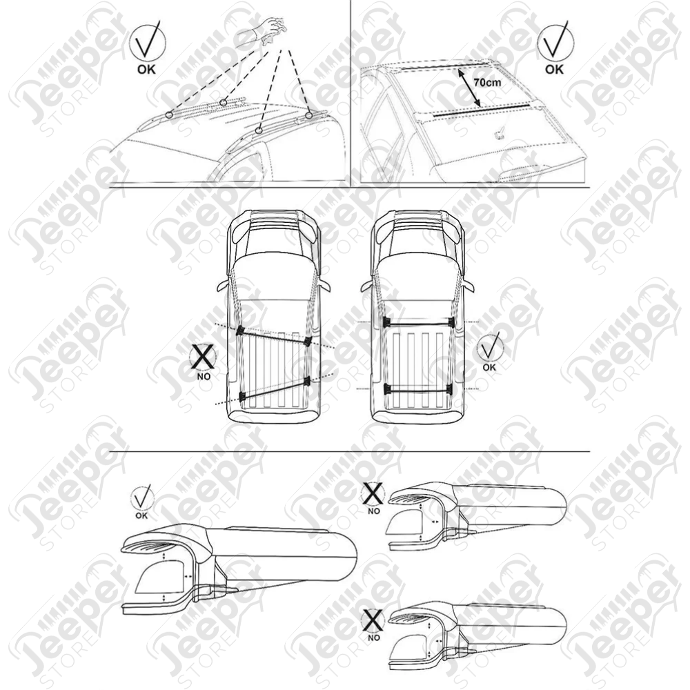 Kit 2 barres de toit en aluminium pour Jeep Cherokee KL - 1579.55 / JC.7520928