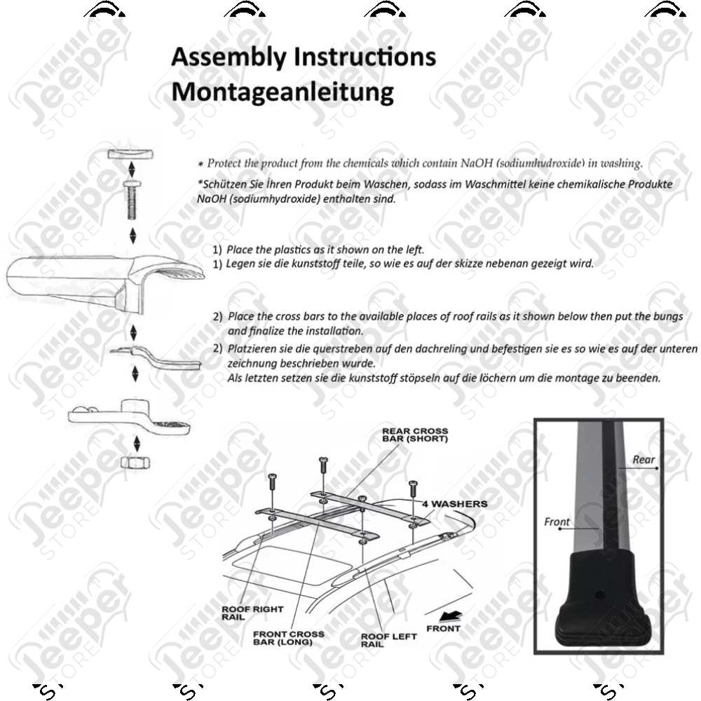Kit 2 barres de toit en aluminium pour Jeep Cherokee KL - 1579.55 / JC.7520928