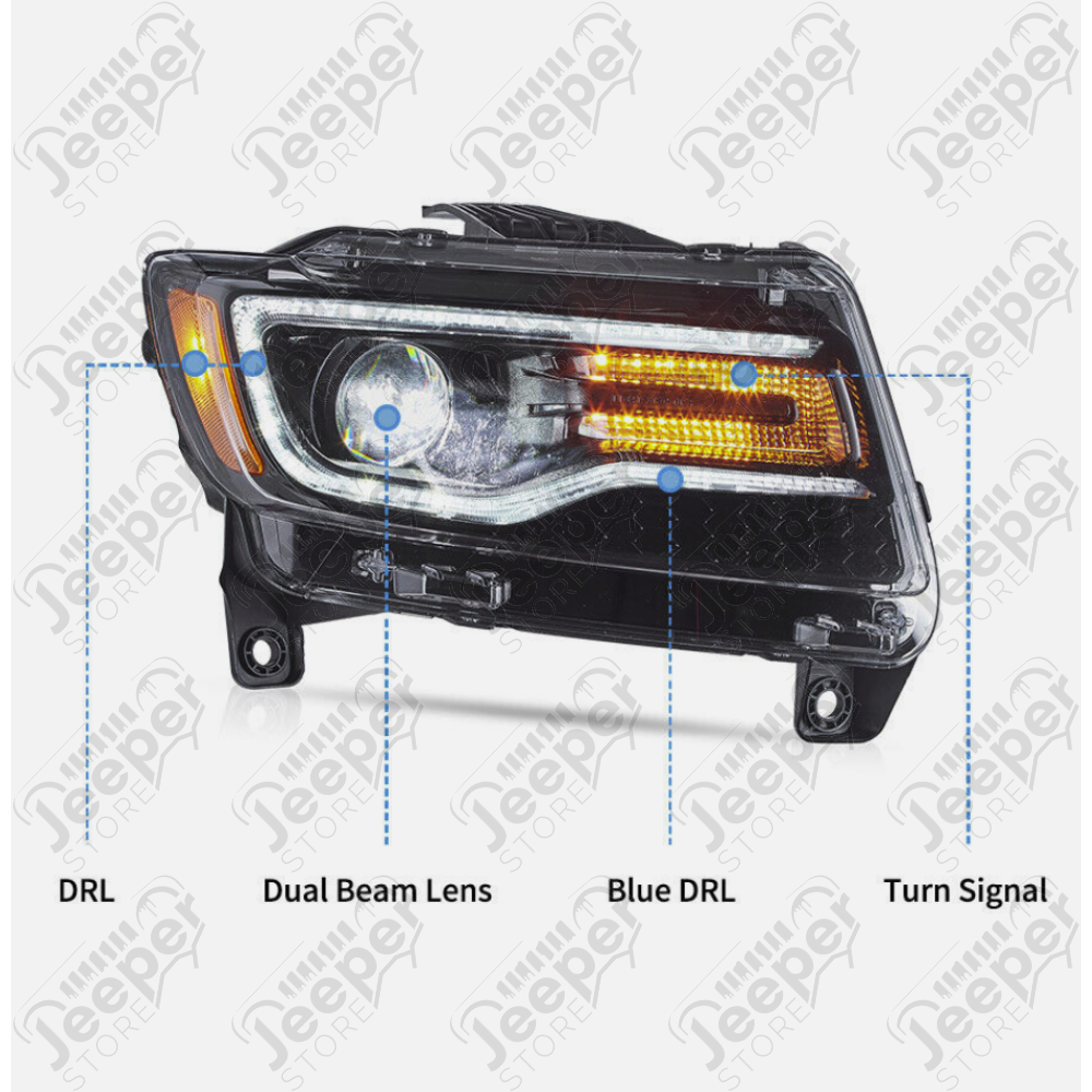 Kit de 2 phares avant LED pour Jeep Grand Cherokee WK2 - VLS-YAA-DQ-0509-HL
