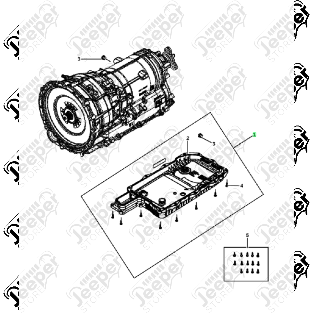 Filtre de boite automatique (crépine) avec carter, joint et visserie pour 8P75PH 8 vitesses - Jeep Wrangler JL Unlimited 2.0L Turbo essence Hybride 4xe PHEV - 68507897AA / 68507897