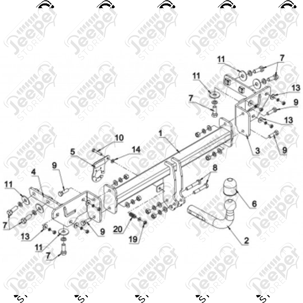Kit crochet d'attelage (complet avec faisceau électrique multiplexé) pour Jeep Renegade BU, BV