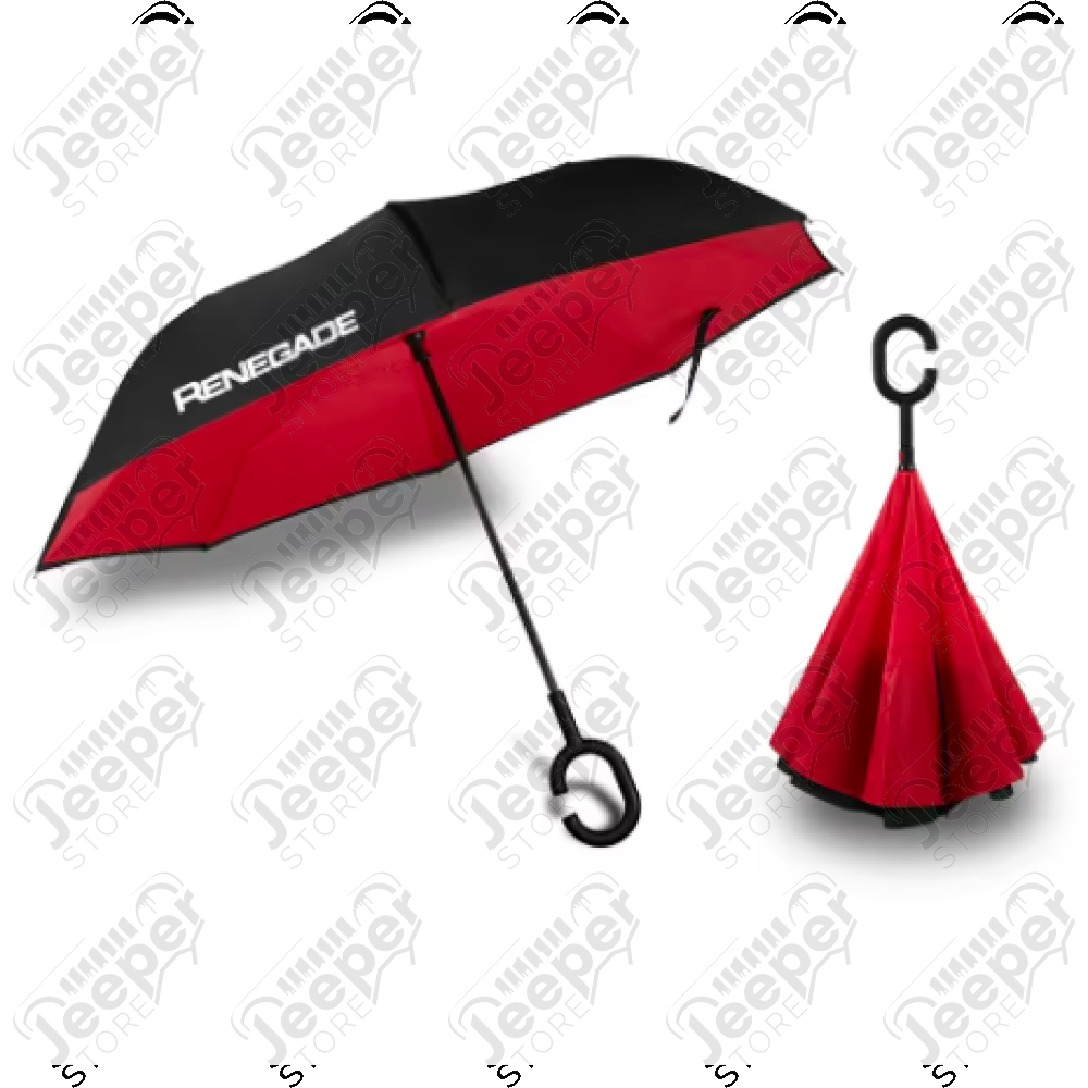 Goodies : Parapluie Jeep Renegade rétractable de couleur noir et rouge