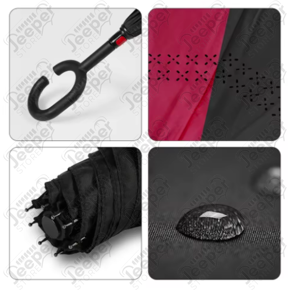 Goodies : Parapluie Jeep Renegade rétractable de couleur noir et rouge