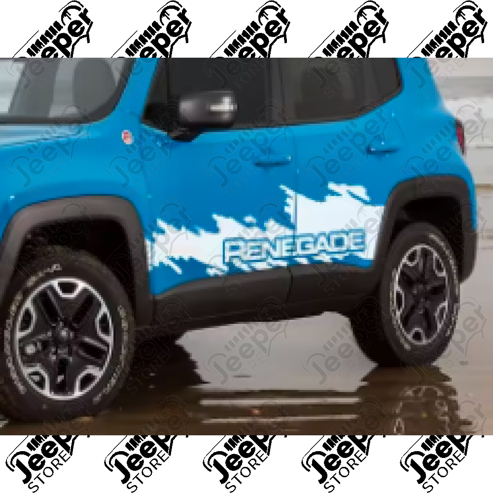 Kit de 2 autocollants de portes "Renegade" couleur blanc pour Jeep Renegade BU, BV