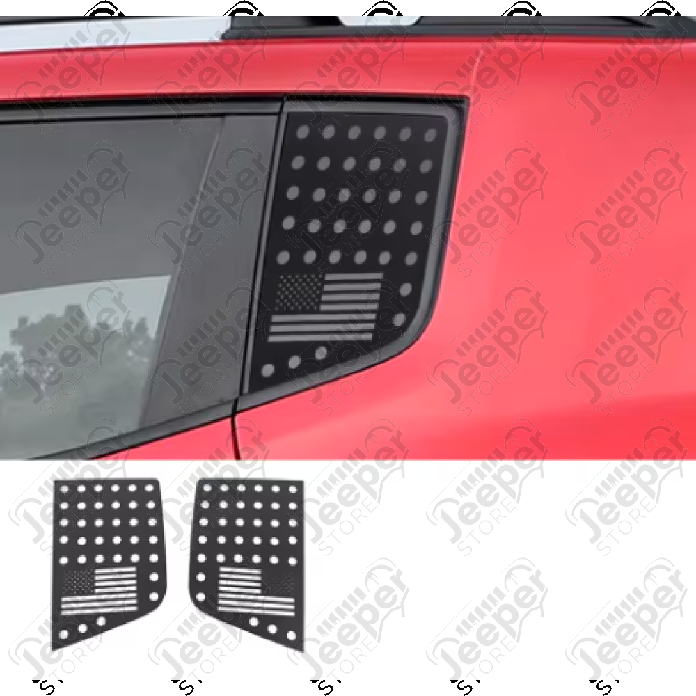 Kit de 2 protections en alliage pour vitres arrière "Drapeau USA" couleur noir pour Jeep Renegade BU, BV