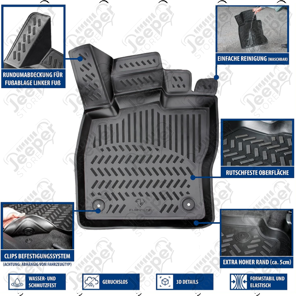Kit de tapis préformés en caoutchouc (avant, arrière et coffre) pour Jeep Renegade BU, BV - SET29101