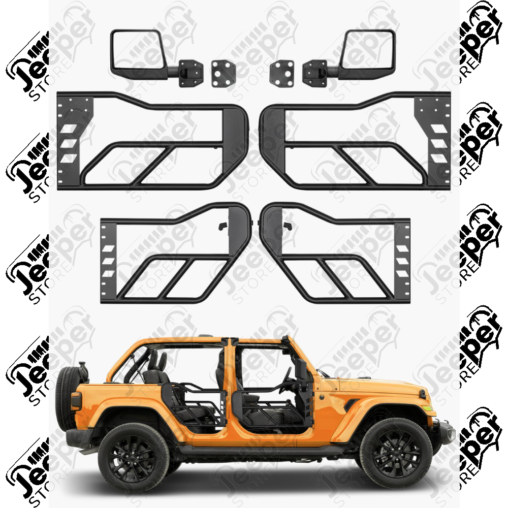 Kit de 4 demi portes tubulaires en acier avec rétroviseurs pour Jeep Gladiator JT