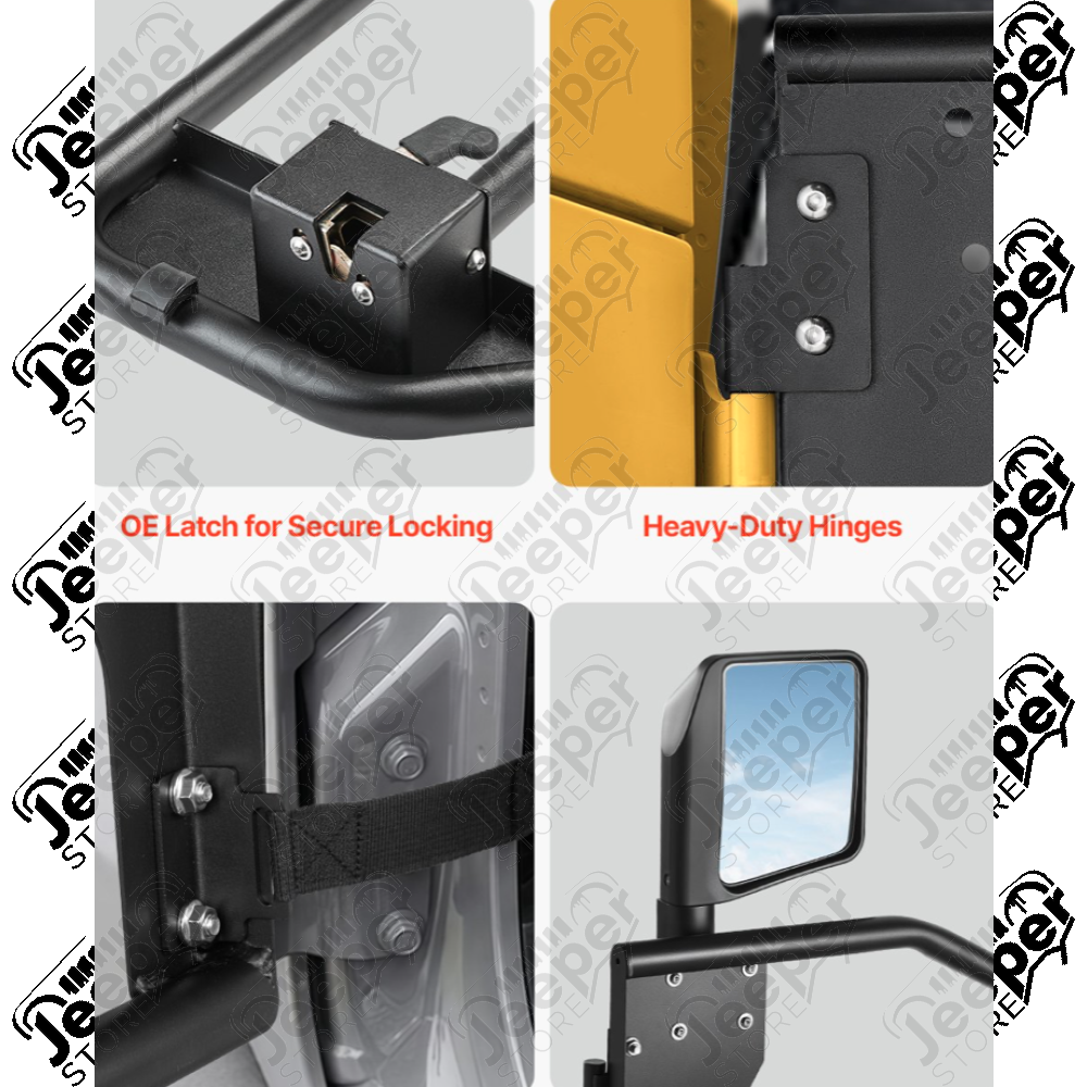 Kit de 4 demi portes tubulaires en acier avec rétroviseurs pour Jeep Wrangler JL Unlimited