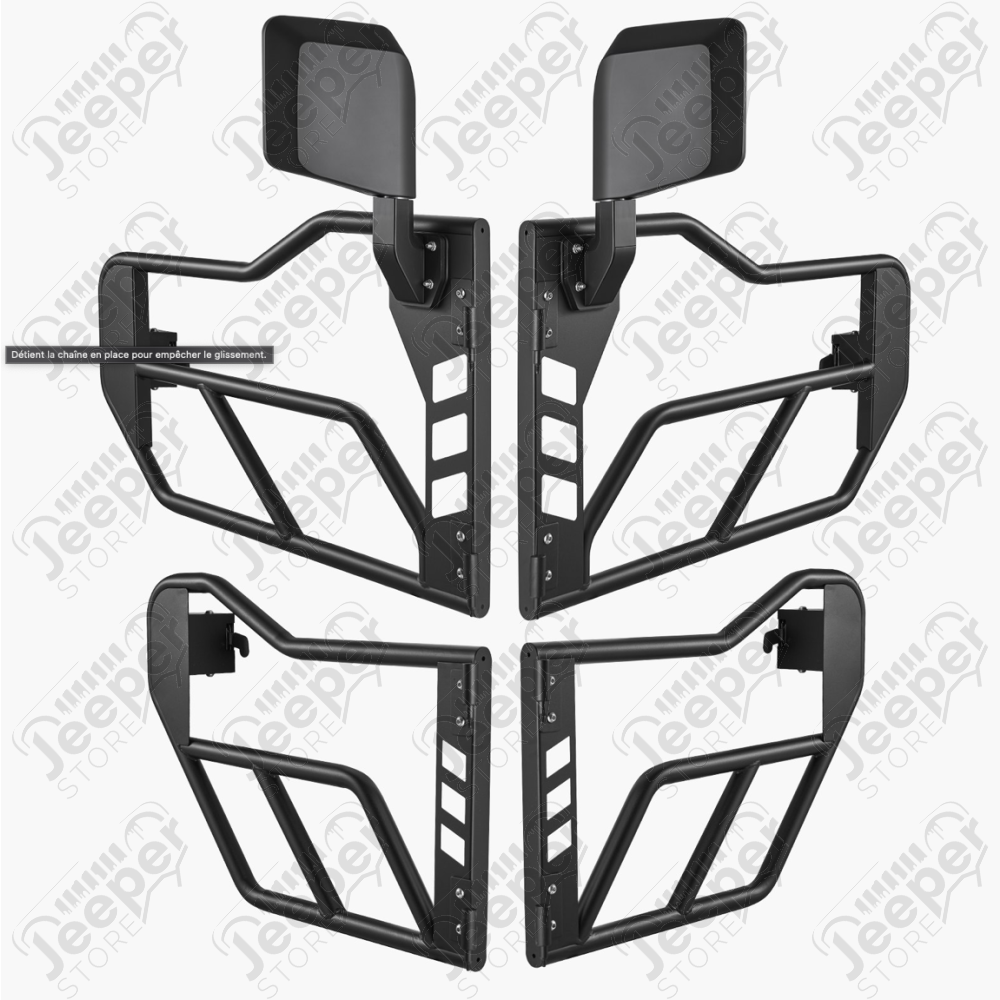 Kit de 4 demi portes tubulaires en acier avec rétroviseurs pour Jeep Wrangler JL Unlimited