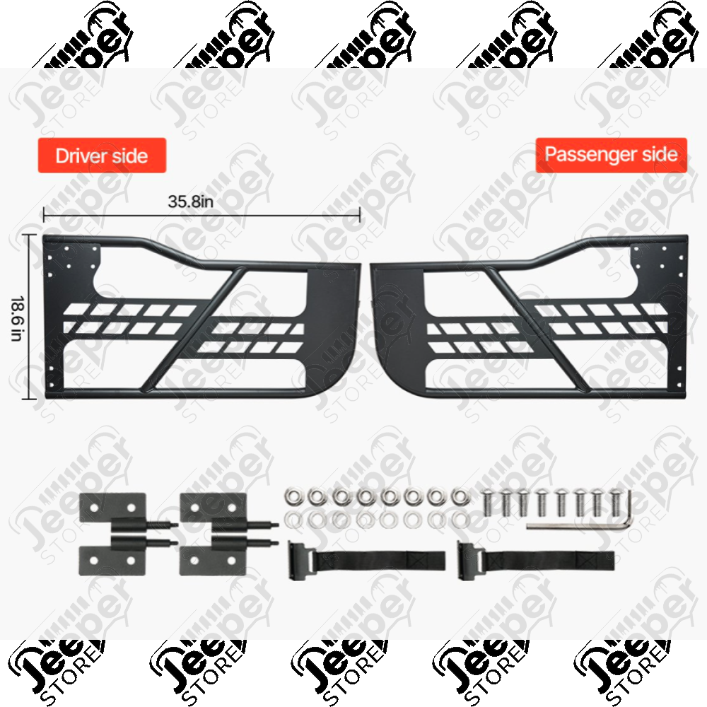 Kit de 2 demi portes avant tubulaires en acier sans rétroviseurs pour Jeep Wrangler JK