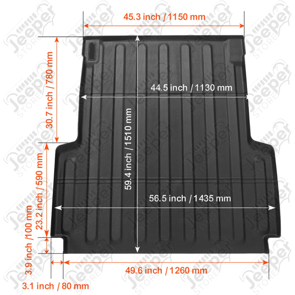 Tapis de coffre (benne) en caoutchouc pour Jeep Gladiator JT