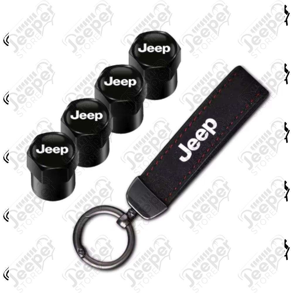 Goodies : Kit de 4 bouchons de valve Jeep + porte clef Jeep