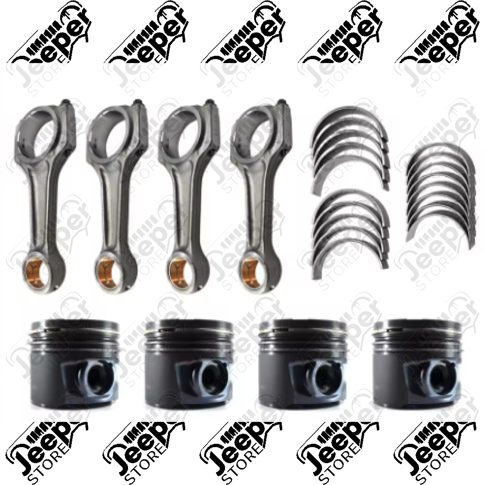 Kit de 4 pistons avec segmentations, 4 bielles, coussinets de bielles et coussinets de villebrequin (Cote : STANDARD) pour 2.8L CRD 177ch. Jeep Wrangler JK - 1328.24 / 68029435AA + 68020529AA