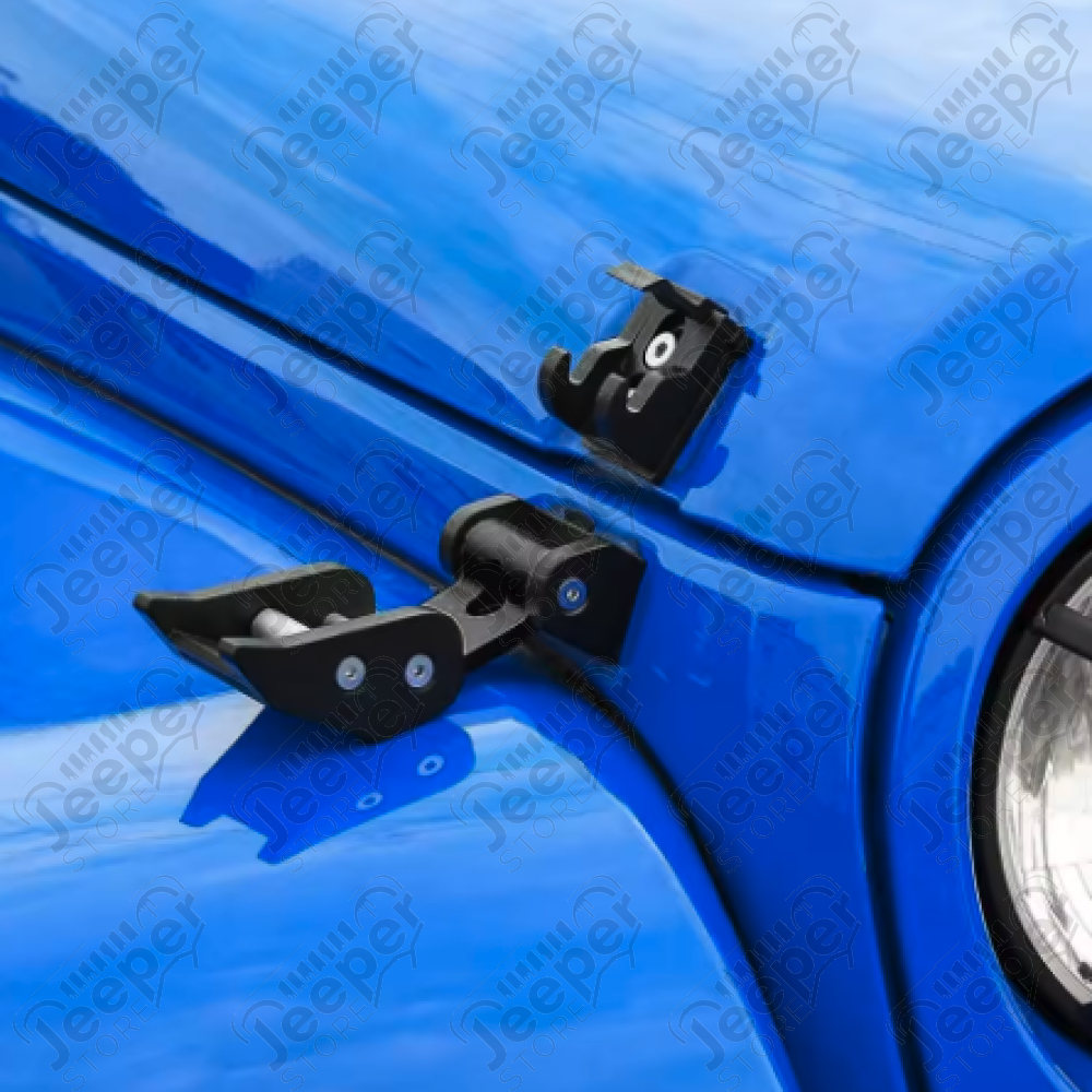 Kit attaches capot réglable en aluminium noir pour Jeep Wrangler JL