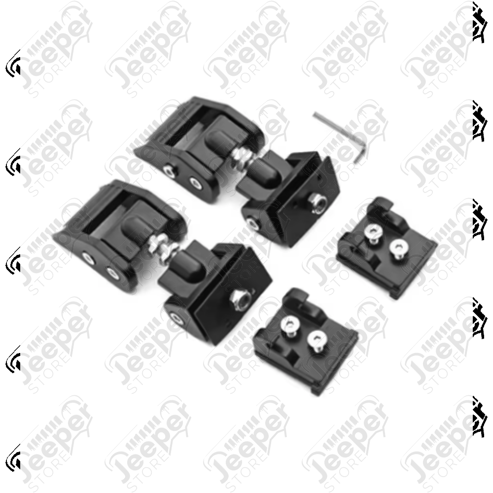 Kit attaches capot réglable en aluminium noir pour Jeep Wrangler JL