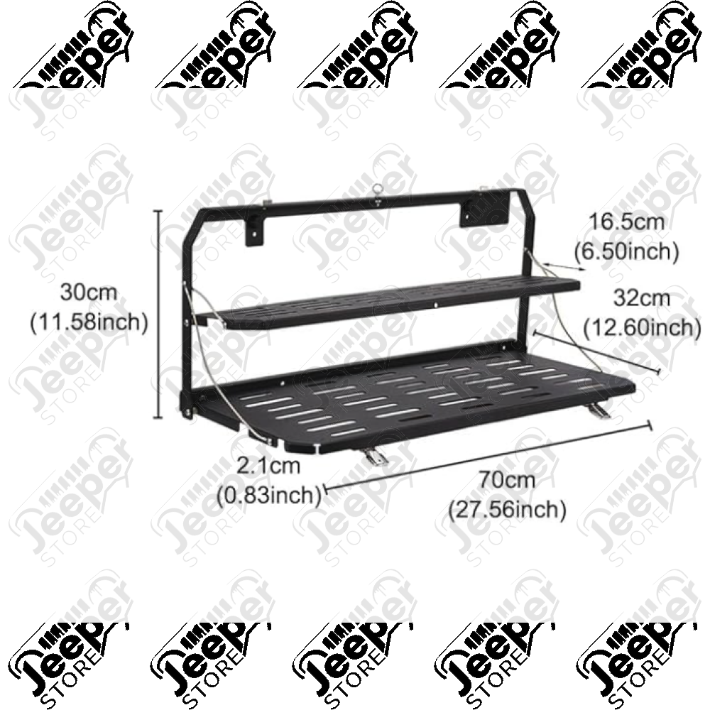 Kit 2 étagères pour ridelle de coffre pour Jeep Wrangler JL (2 ou 4 portes) - SUTM04 / ‎ST-T1726-3