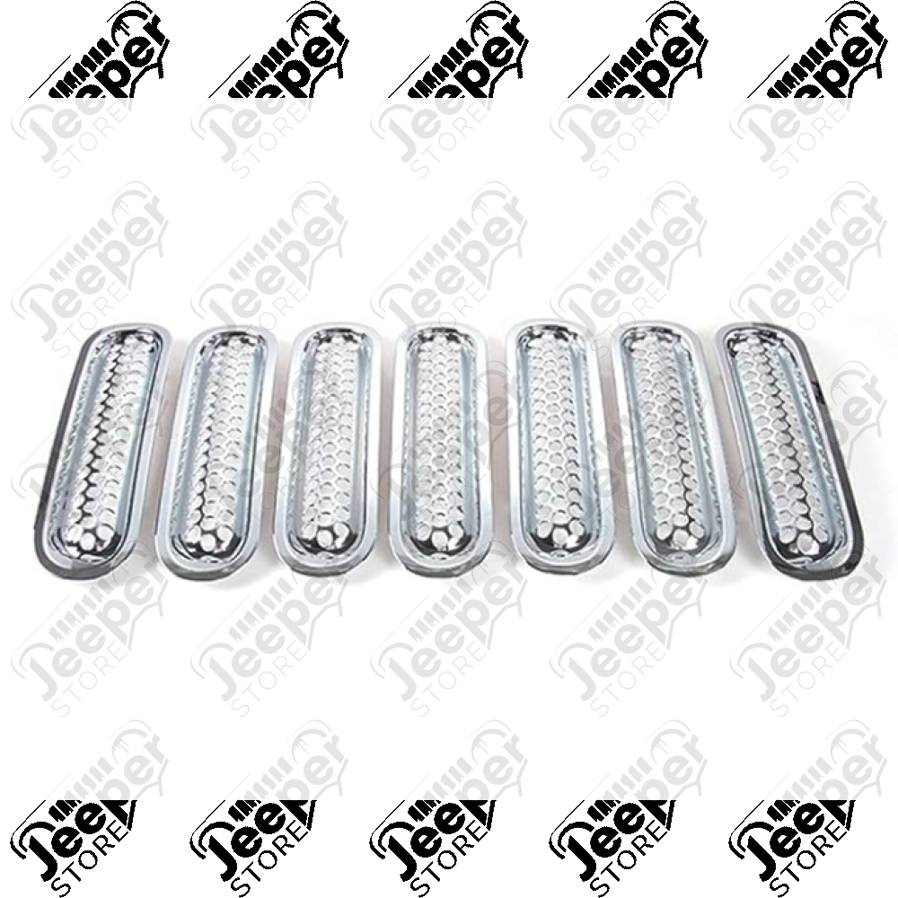 Kit de 7 inserts de calandre couleur chromé pour Jeep Wrangler JK