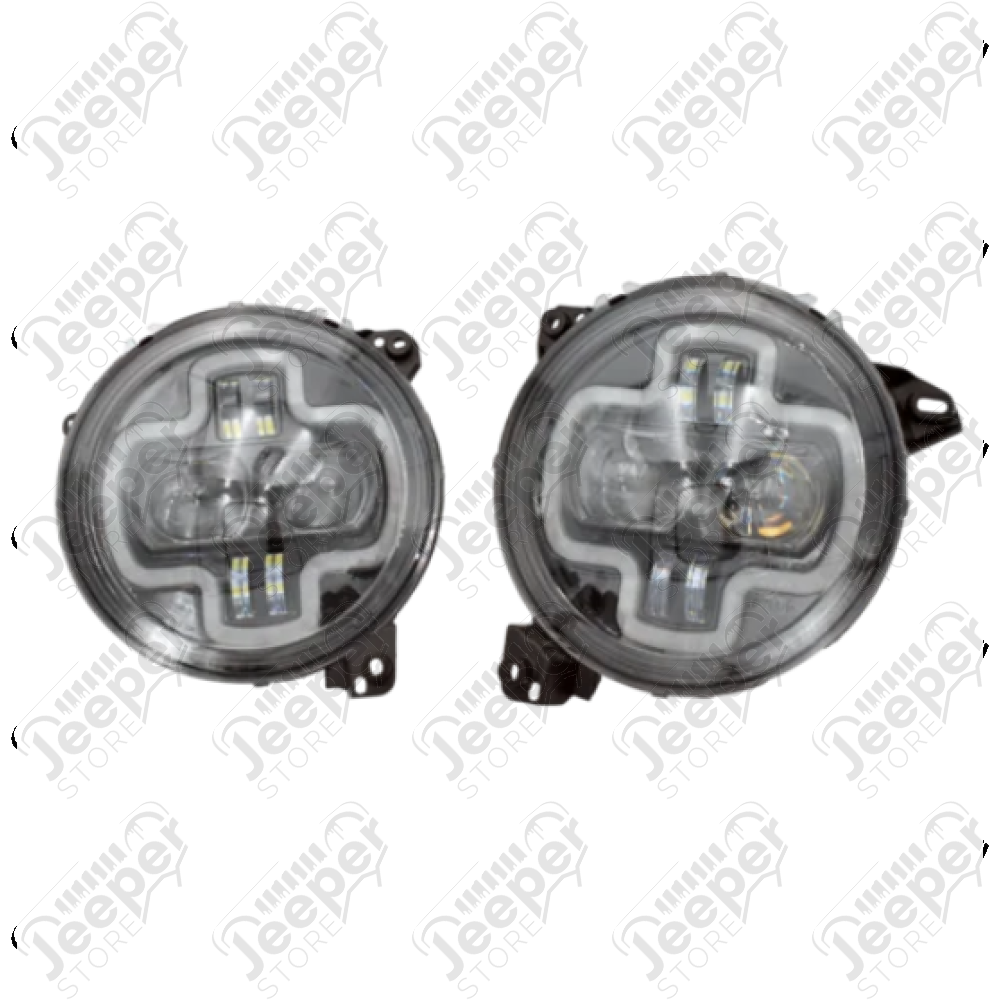 Kit 2 phares LED 9” FLJ Offroad – Signature “X” homologuée (DOT/SAE/E9) pour Jeep Wrangler JL - 0824.30 / XOHL055