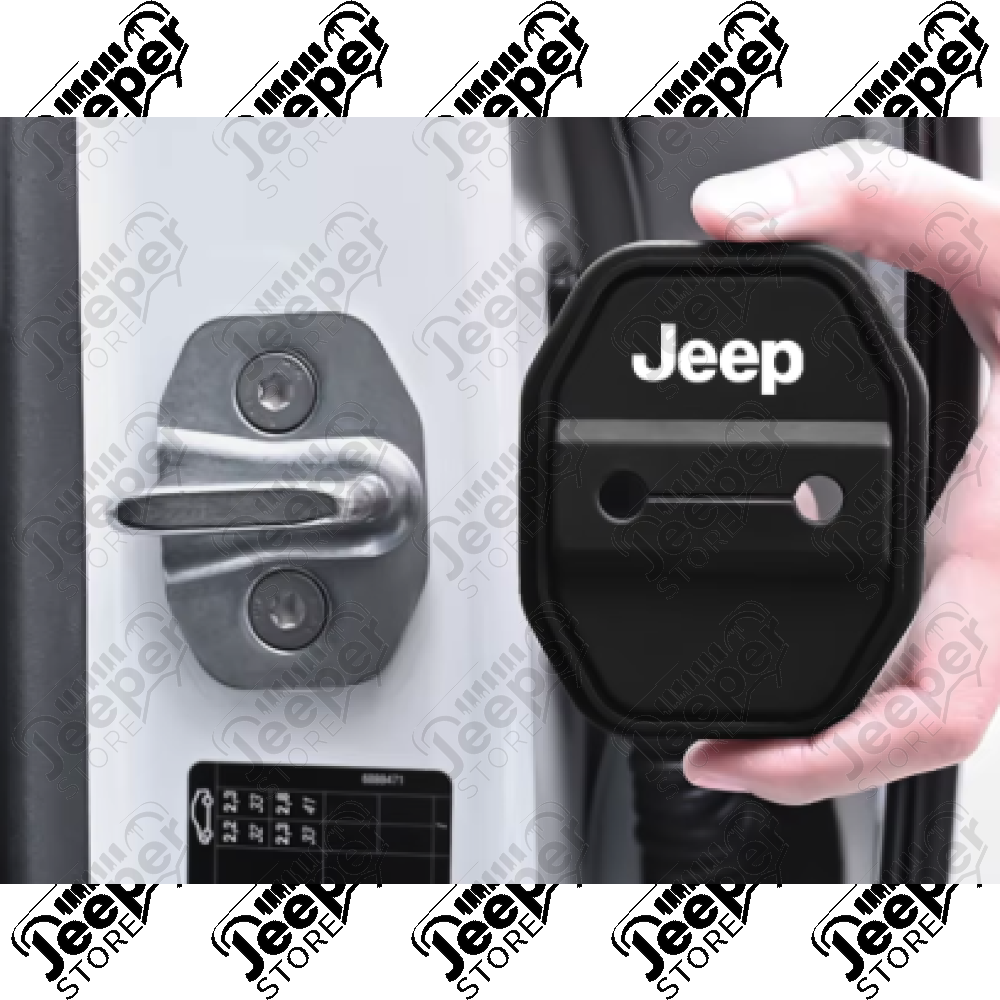 Kit de 4 protections de gâches de portes avant et arrière "Jeep" pour Jeep Wrangler JL Unlimited (4 portes)