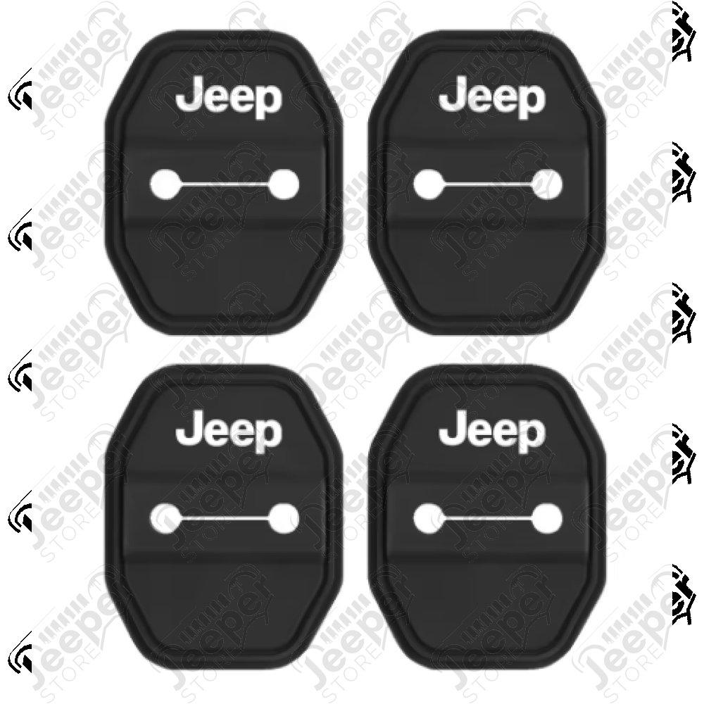Kit de 4 protections de gâches de portes avant et arrière "Jeep" pour Jeep Wrangler JL Unlimited (4 portes)