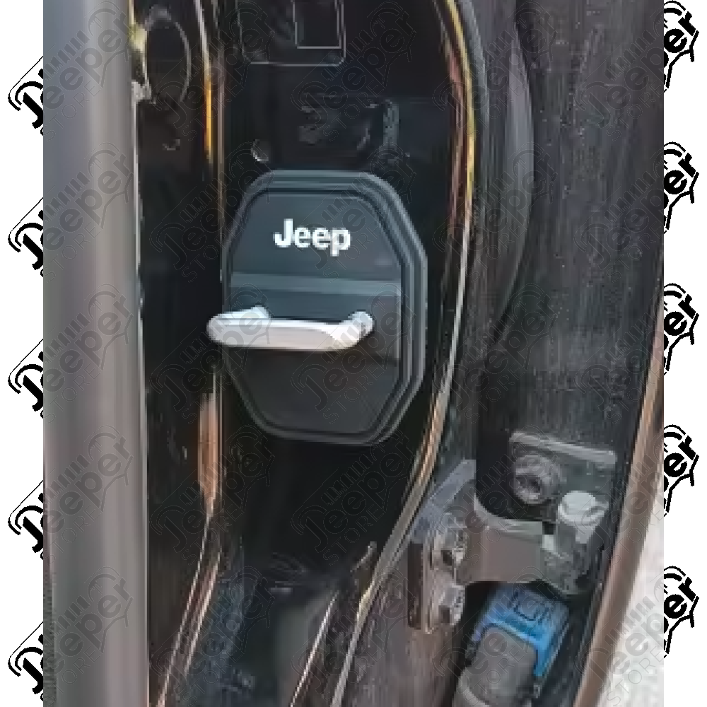 Kit de 4 protections de gâches de portes avant et arrière "Jeep" pour Jeep Wrangler JL Unlimited (4 portes)
