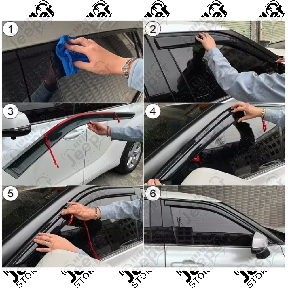 Kit de 4 déflecteurs de vitres (couleur noir) pour Jeep Renegade BU, BV