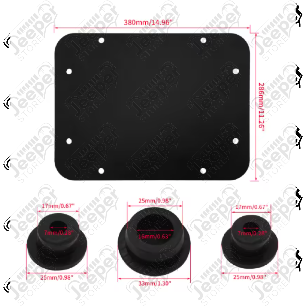 Plaque de suppression de roue de secours avec bouchons pour Jeep Wrangler JK