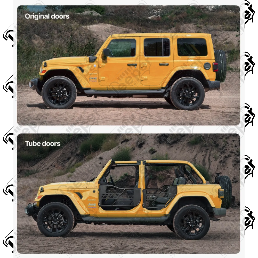 Kit de 4 demi portes tubulaires en acier sans rétroviseurs pour Jeep Wrangler JL Unlimited