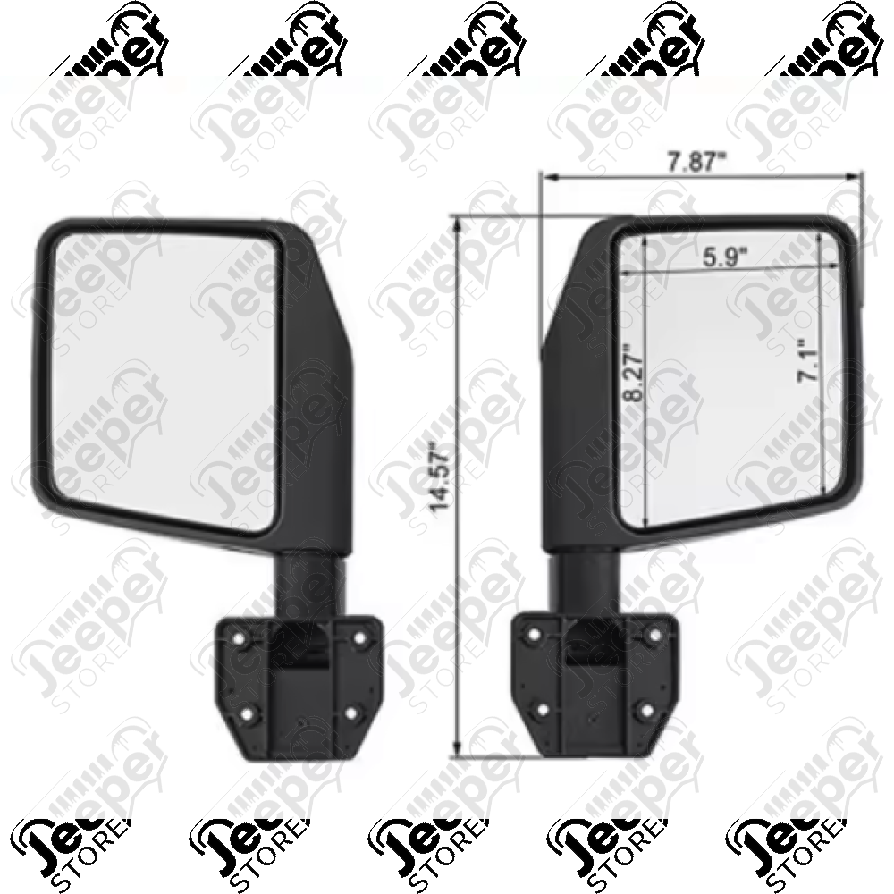 Kit de 2 rétroviseurs noir pour Jeep Wrangler JK, JL, Gladiator JT